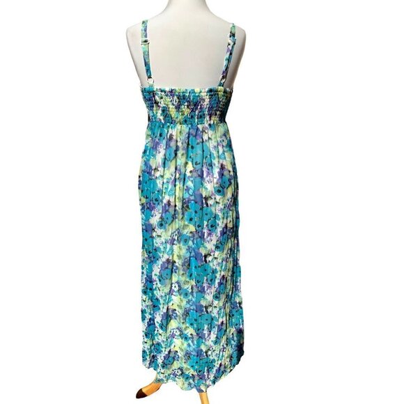 VASNA DESIRE LADIES BLUE MULTI COLORED MAXI DRESS FLOWY LINED SIZE SMALL - Picture 3 of 7